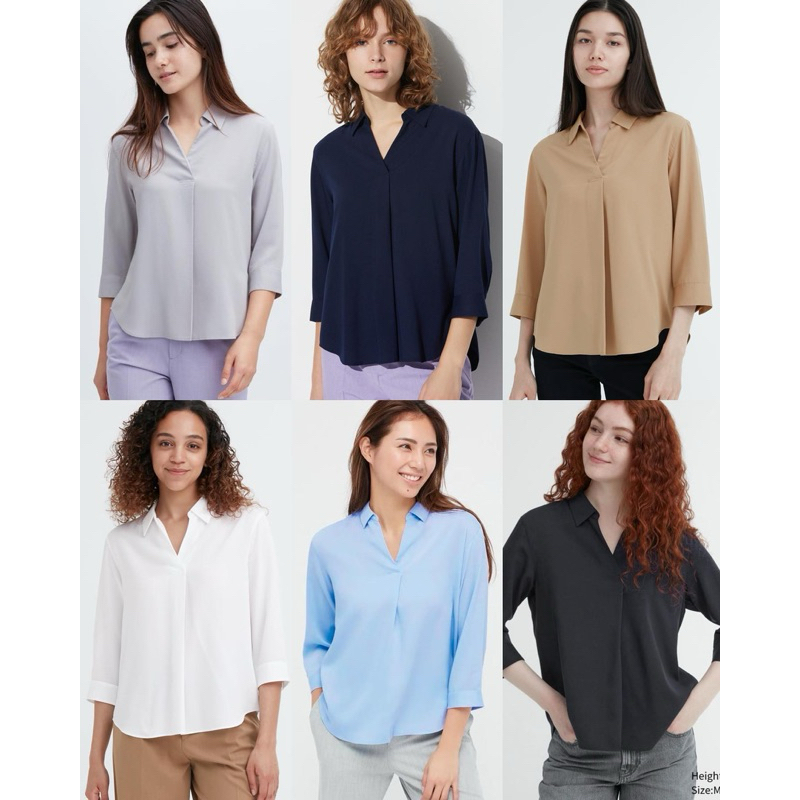 UNIQLO Women Rayon Skipper Sleeve Blouse