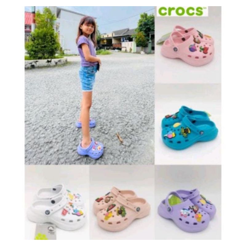 Sandal Anak / Sandal crocs anak / Crocs Bae Anak lengkap jibitz / Crocs sandal Bae kid's balon
