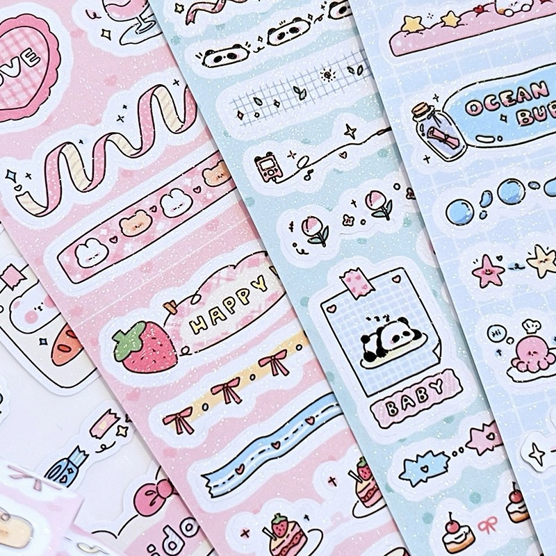 

sticker roll lucu glitter aesthetic deco journal jepang vibes readystock B1106