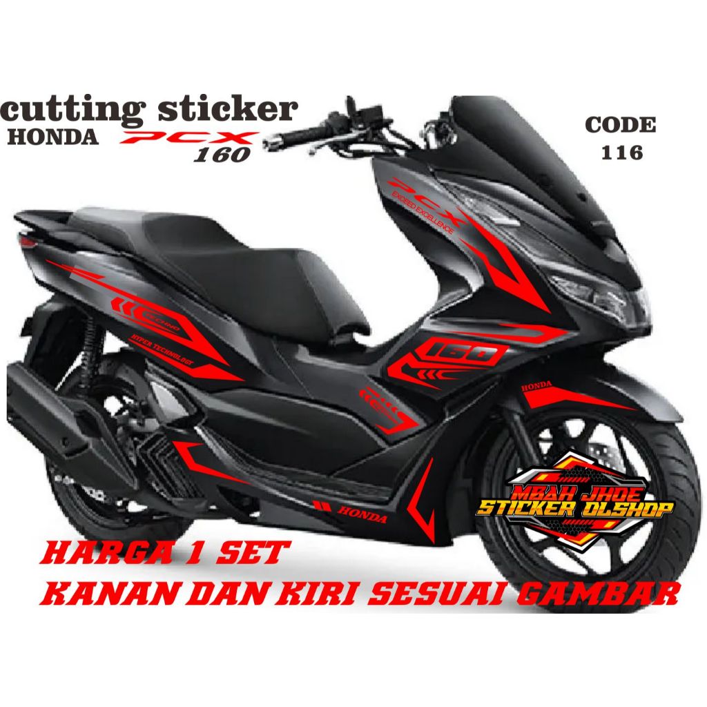CUTTING STICKER HONDA PCX 160 BODY HITAM