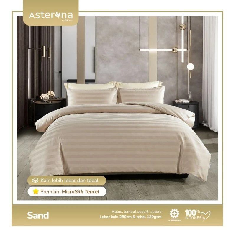 Sprei set Anti Geser hotel microsilk tencel salur sand
