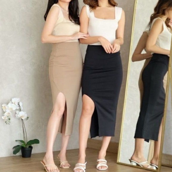 Terlaris Rok Span 78 Rajut Belah Samping Wanita  Korean Skirt Span 78 Perempuan  Rok Span Rajut Polo