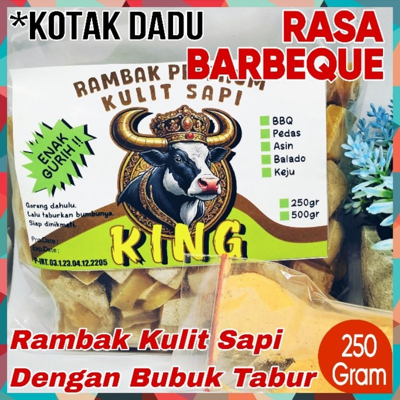 

250g KING Kerupuk Rambak Kulit Sapi Dengan Varian Rasa Bubuk Rempah Pilihan (kotak dadu)