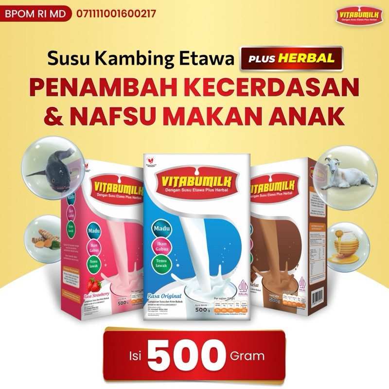 

SUSU KAMBING ETAWA PLUS VITABUMILK SUSU PENAMBAH NAFSU MAKAN SUSU KECERDASAN OTAK