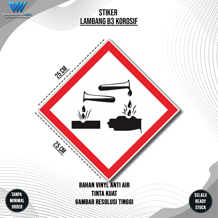 

Stiker label Simbol limbah B3 K3 Hazmat Korosif Bahan Vinyl Anti Air | Waterproof Wadwahaji