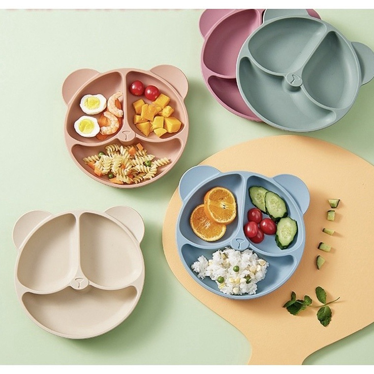 TERBARU Piring Silikon Anak  Piring Makan Anak  Feeding Set Silicone  Piring Makan Anak