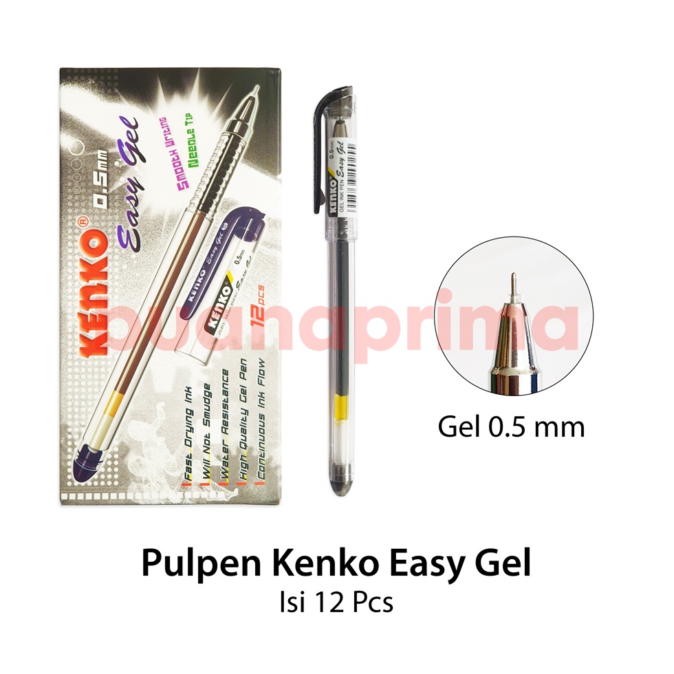 

Pulpen Kenko Easy Gel isi 12 pcs Hitam Biru Merah Pen Cair KODE R9O1