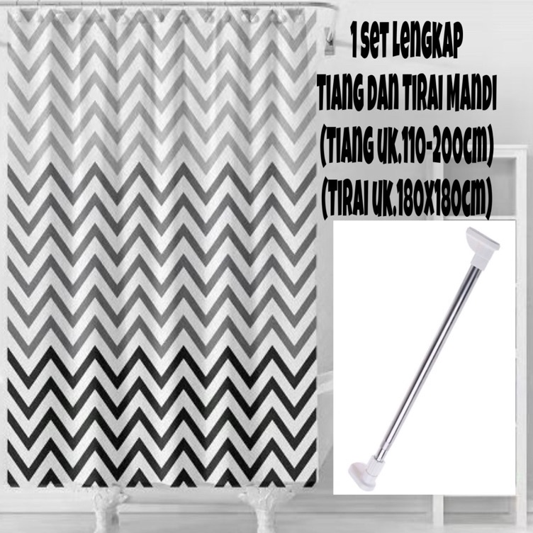 Prioritas 1 set Tirai kamar mandi plus Tiang kamar mandi  Tiang gordenTirai shower curtain