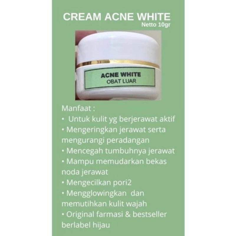 CREAM MALAM FARMASI ACNE WHITE LABEL HIJAU 100%ORIGINAL