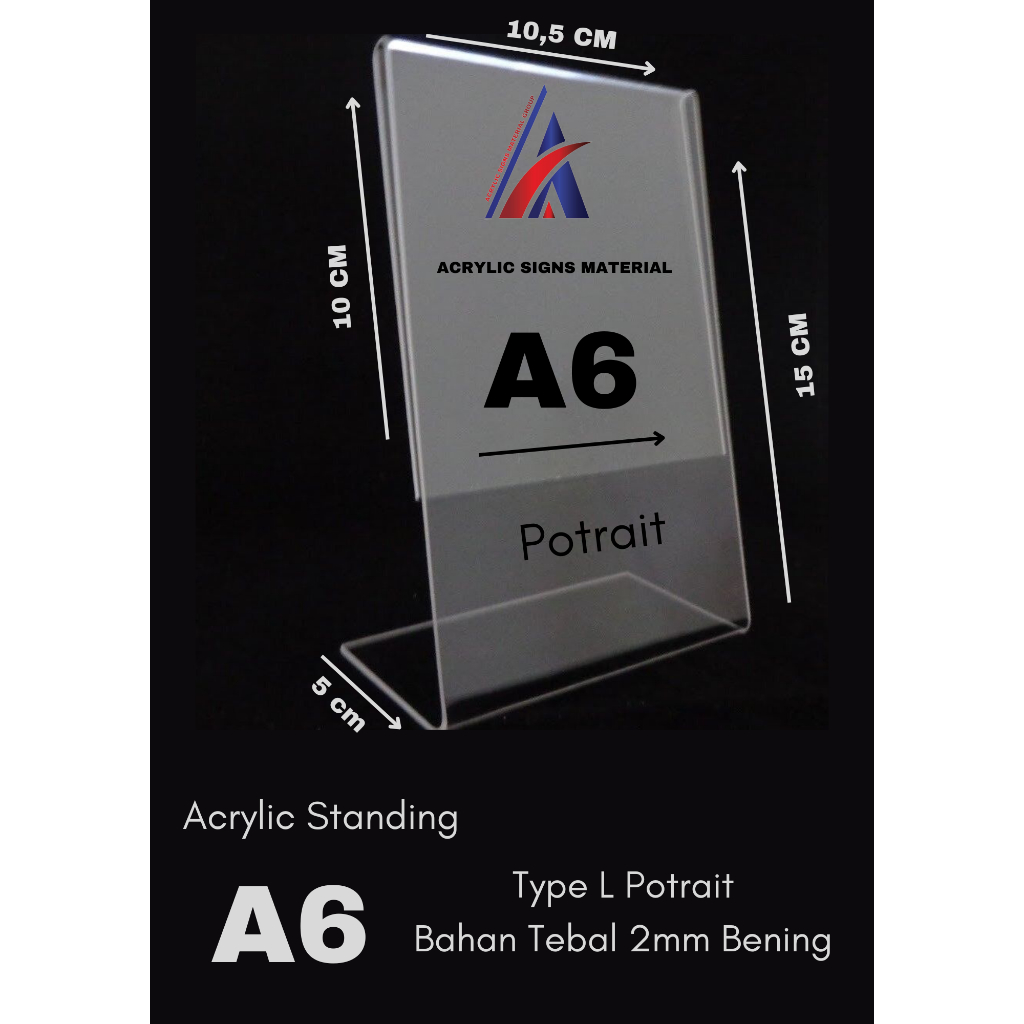 

ACRYLIC TENT HOLDER / AKRILIK BROSUR A6 L PORTRAIT