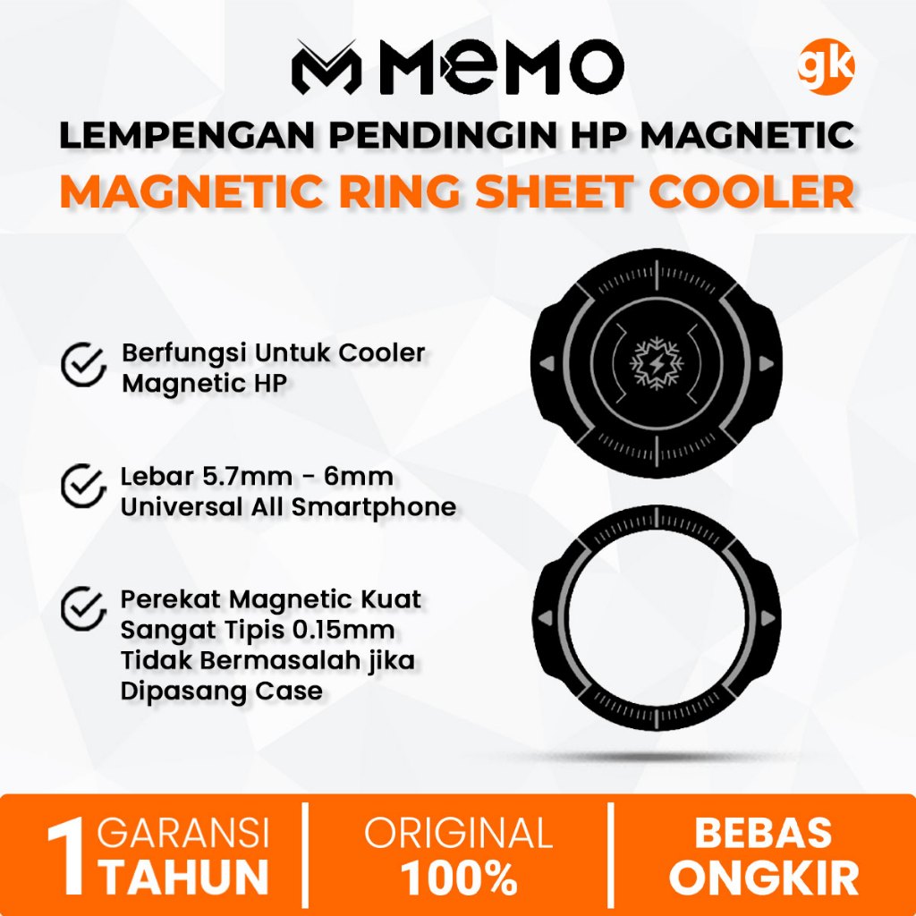 MEMO Ring Magnetic Sheet Cooler Cooling Fan Lempengan Besi Bulat Pendingin HP Universal