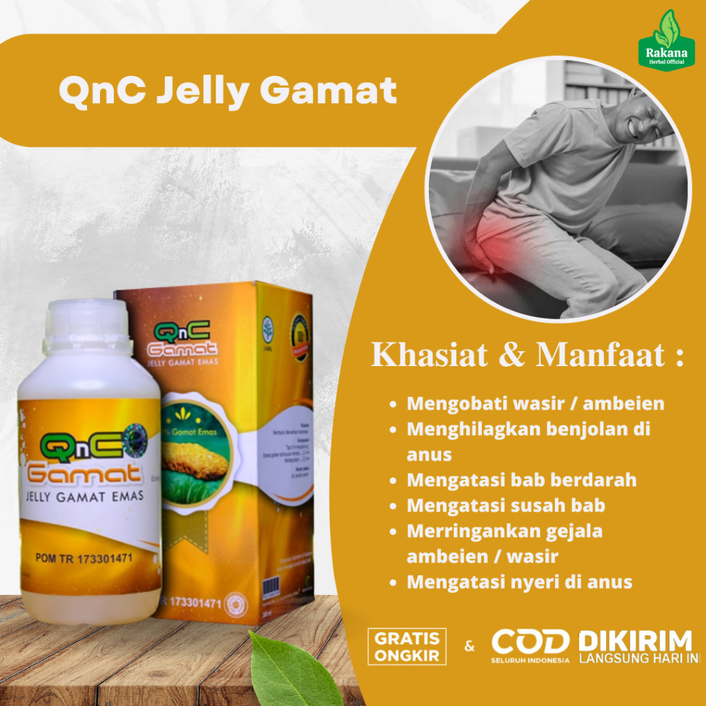 QnC Jelly Gamat Obat Herbal Wasir Ambeien Benjolan Anus BAB Berdarah Susah BAB