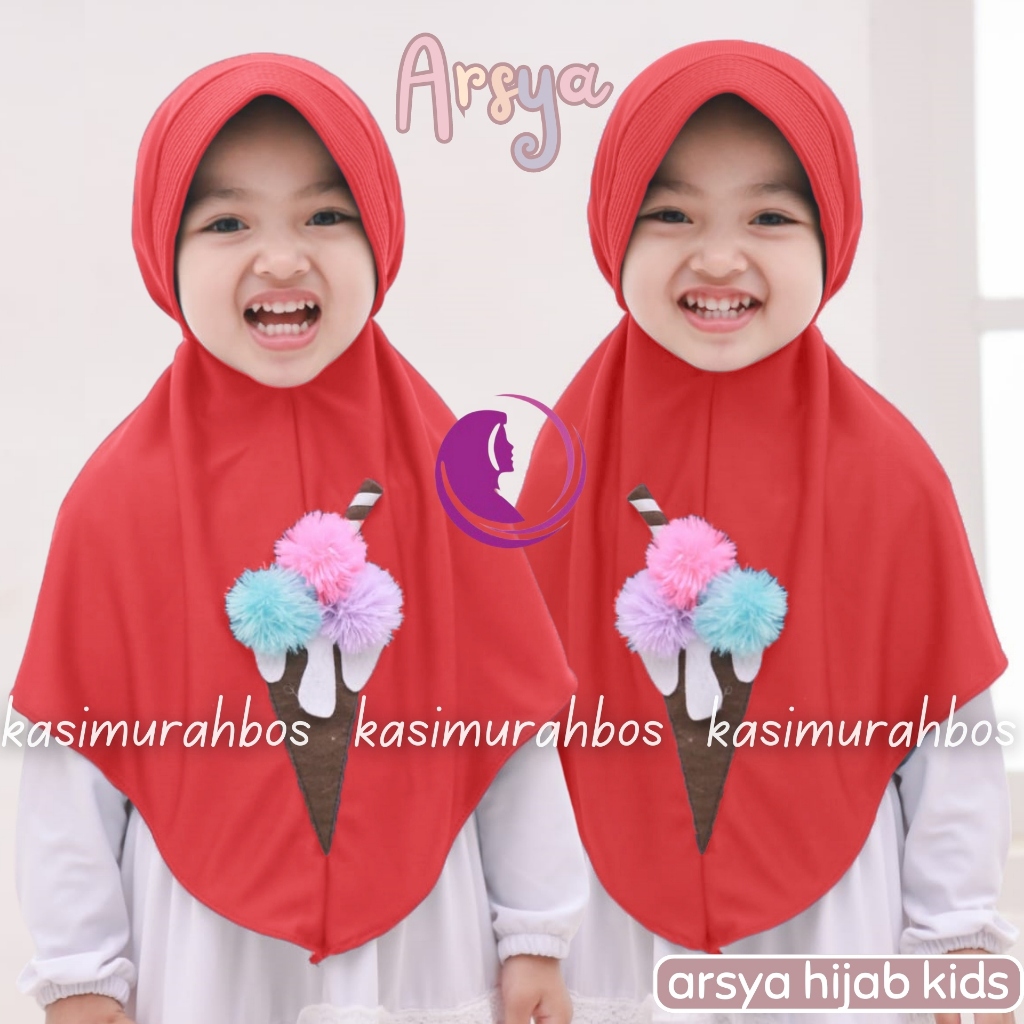 HIJAB TK ARSYA MURAH JERSEY JILBAB BERGO ANAK PEREMPUAN INSTAN PET VARIASI TALI KARET BELAKANG / hij