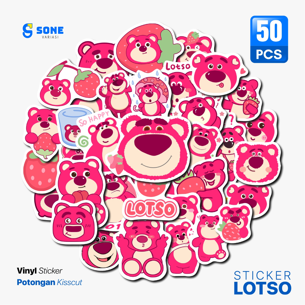 

50PCS Stiker Lotso / Toy Story / Vinyl Waterproof Anti Air / Sticker Helm Buku Journal Koper Motor Casing HP Laptop Tumbler Botol Minum Sepeda IPad Tablet Polaroid Kulkas