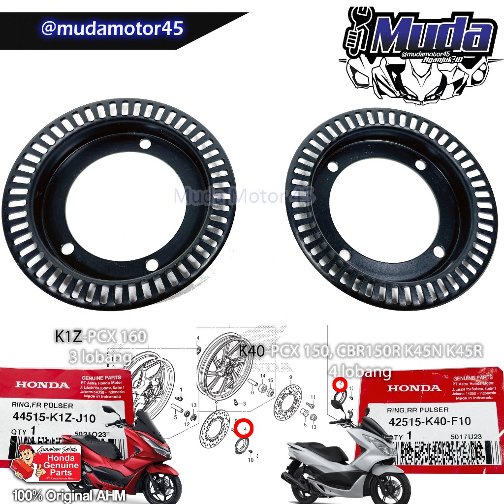 RING PULSER PIRINGAN CAKRAM REM ABS CBR150R CB150X K45R PCX 150 160 LOKAL HYBRID 42515-K40-F10 42515