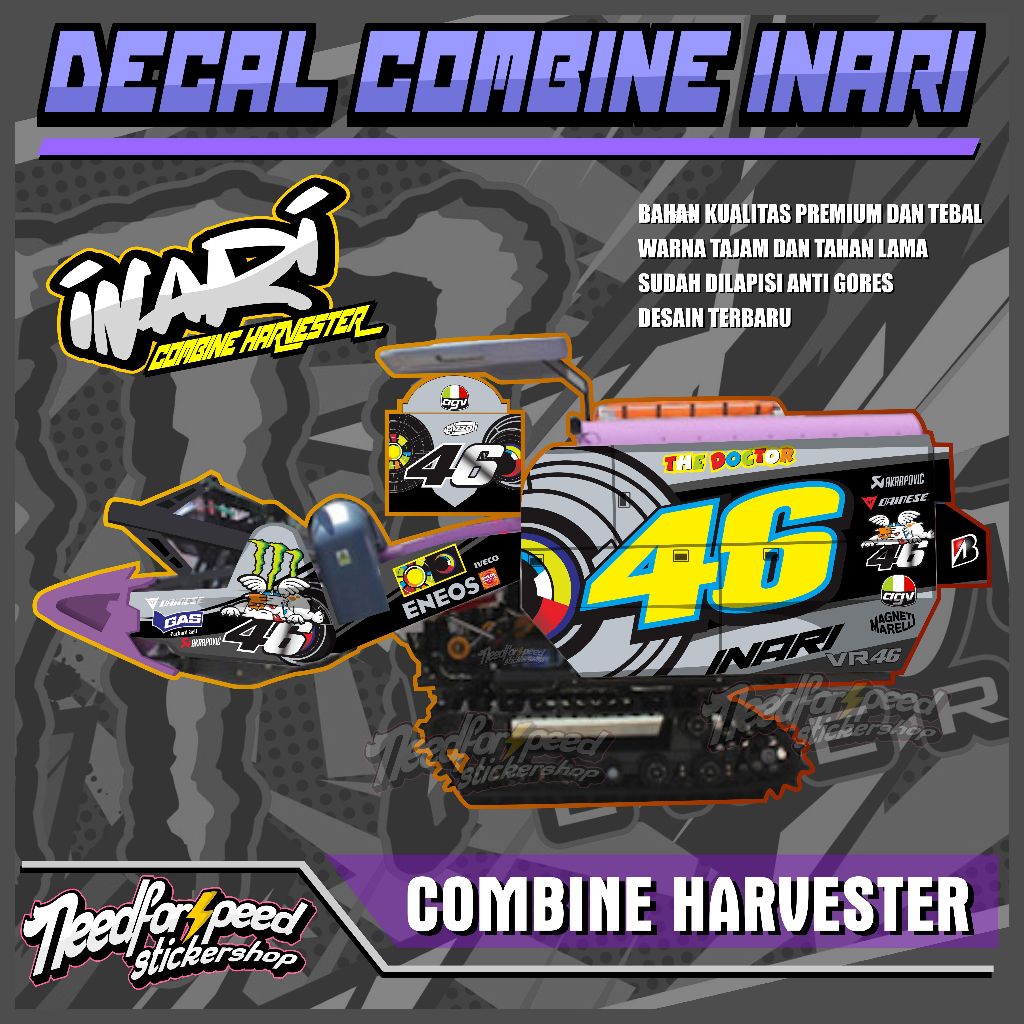 STICKER DECAL COMBINE HARVESTER INARI V ROSSI FULL BODY