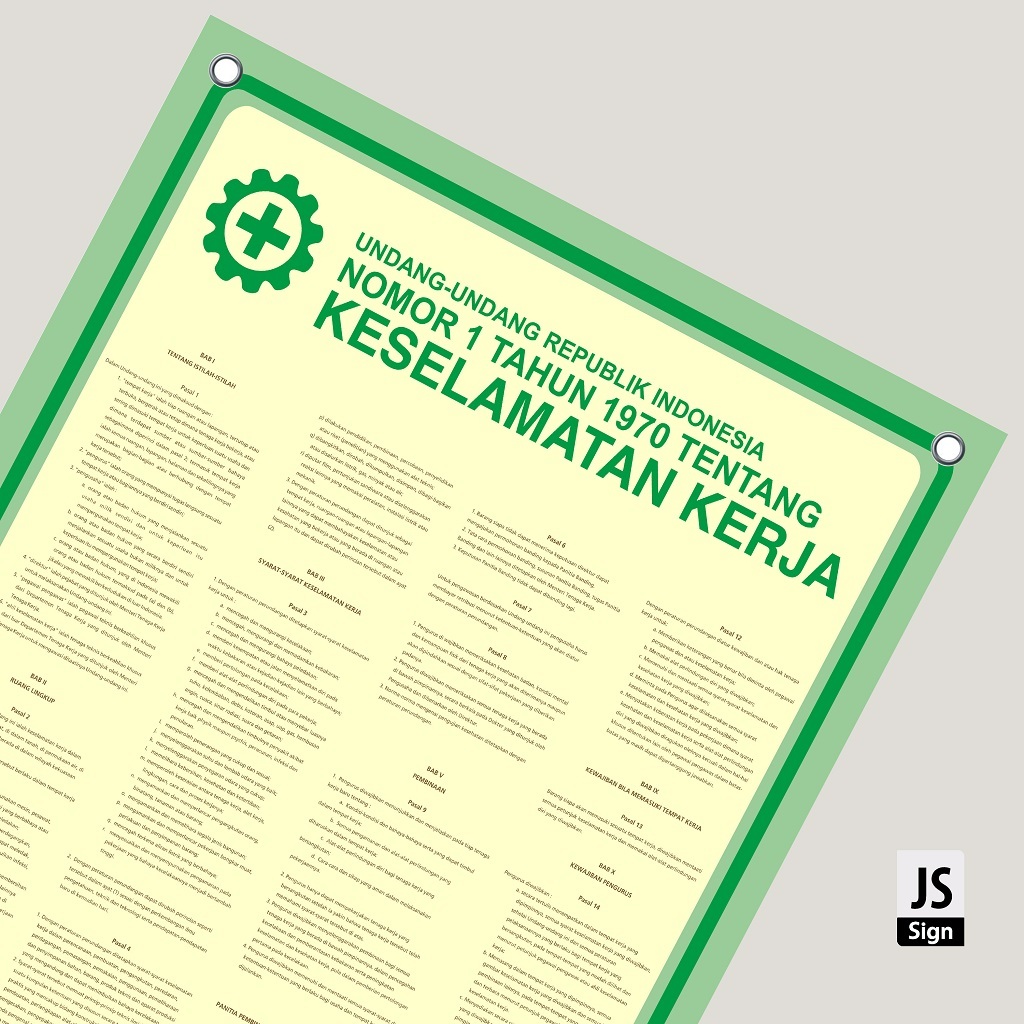SPANDUK BANNER K3 - UU no.1 Tahun 1970 (BISA TAMBAH LOGO)