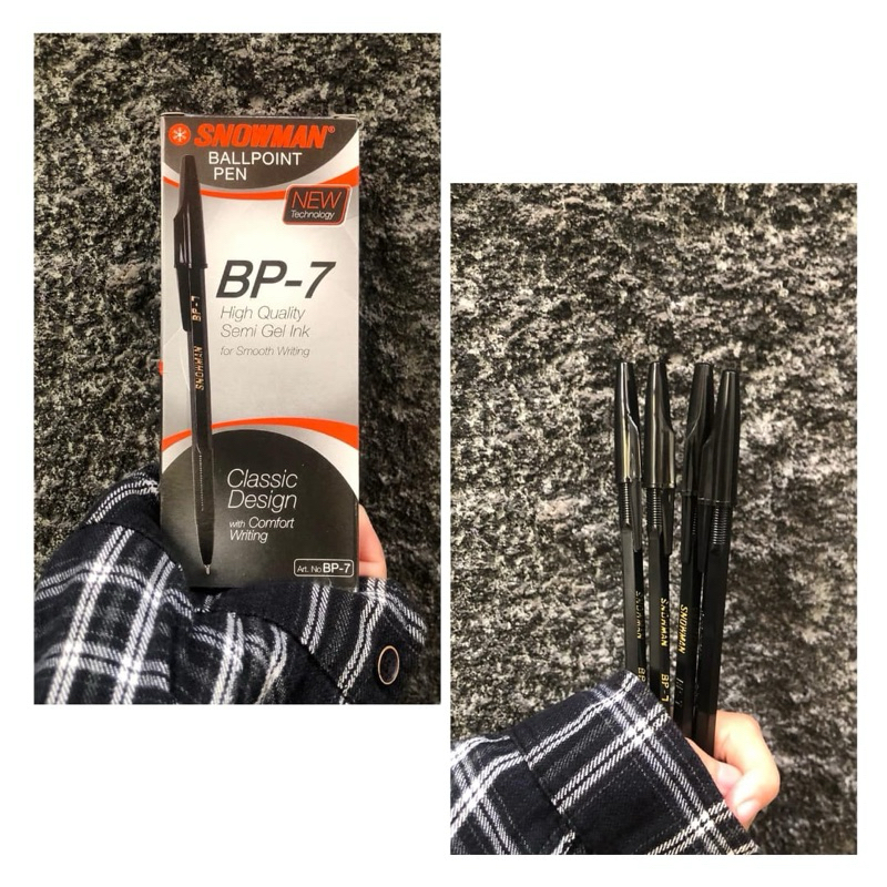

[LUSIN/ 12PCS] Bolpen/ pulpen SNOWMAN BP7 Hitam