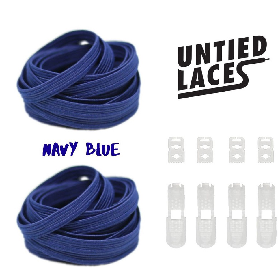 ART K89Y UntiedLaces  NAVY BLUE  Tali sepatu Elastis  Elastic shoelaces