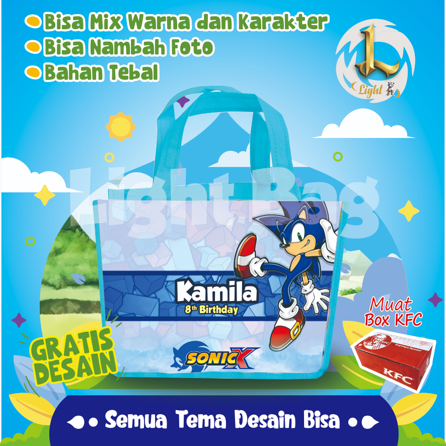 

TAS SOUVENIR ULTAH SONIC CUSTOM / TAS SOUVENIR PREMIUM / GRATIS DESAIN / BONUS FOTO ANAK / GOODIE BAG CUTE SONIC / TAS ULANG TAHUN SONIC / TAS ULTAH CUSTOM / TAS SOUVENIR 2 HARI JADI / TAS ULTAH / TAS ULANG TAHUN / BISA TAMBAH FOTO ANAK