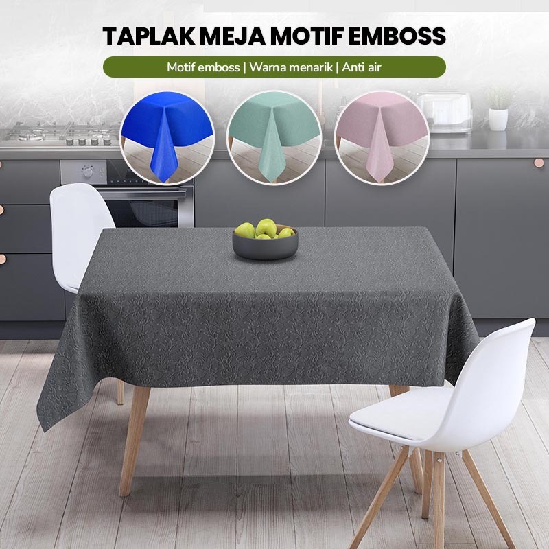 D82-2A - Taplak Meja Makan Motif Embos Jumbo/ Taplak Meja Makan 140x220cm/ Taplak Meja Makan Anti Ai