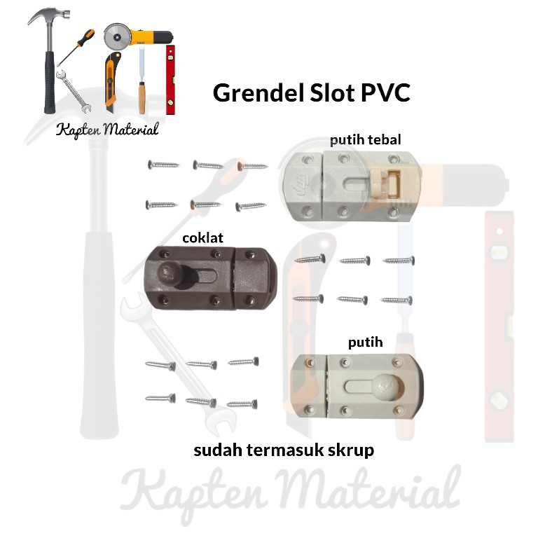 Grendel Plastik Slot | Selot Pintu Kamar Mandi PVC | Pengunci Pintu WC | Kapten Material