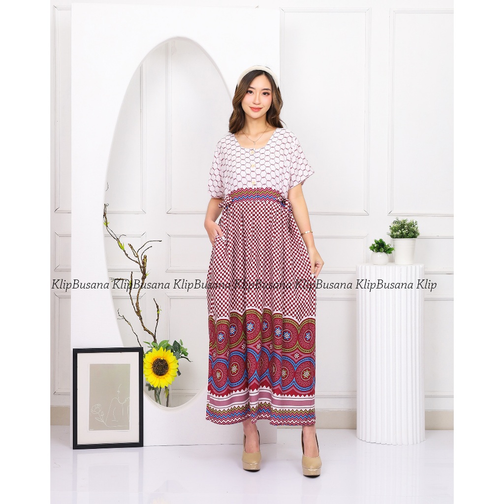 Baju Daster Dress Kimono Piyama CHRISTY Busui Kancing Depan Dada Tidur Remaja Wanita Busui Bumil Mot