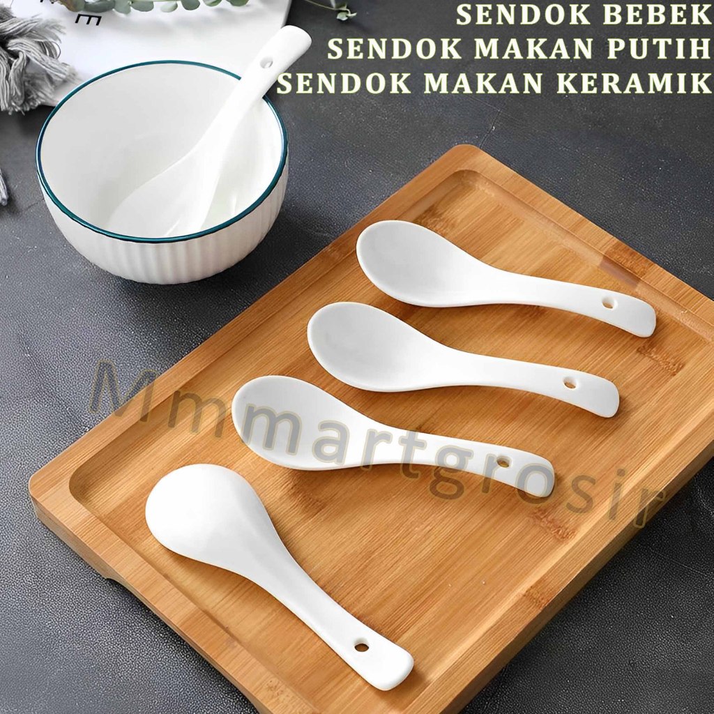 Sendok Bebek / Sendok Makan Keramik Putih / Sendok Makan Serbaguna / MS 48