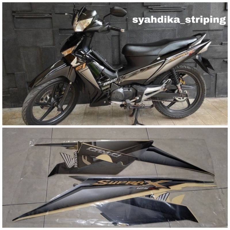 STIKER STRIPING LIS BODY HONDA SUPRA X 125 FI 2008 2009 HITAM SILVER