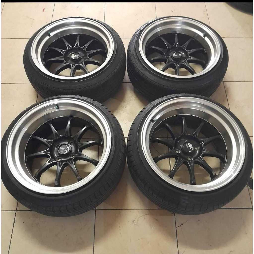 VELG MOBIL BEKAS HSR HIROSHIMA RING 17 LEBAR 9/10 PCD 4X100 ET 30/38+ BAN PHI 205 45 R17 VELG UNTUK 