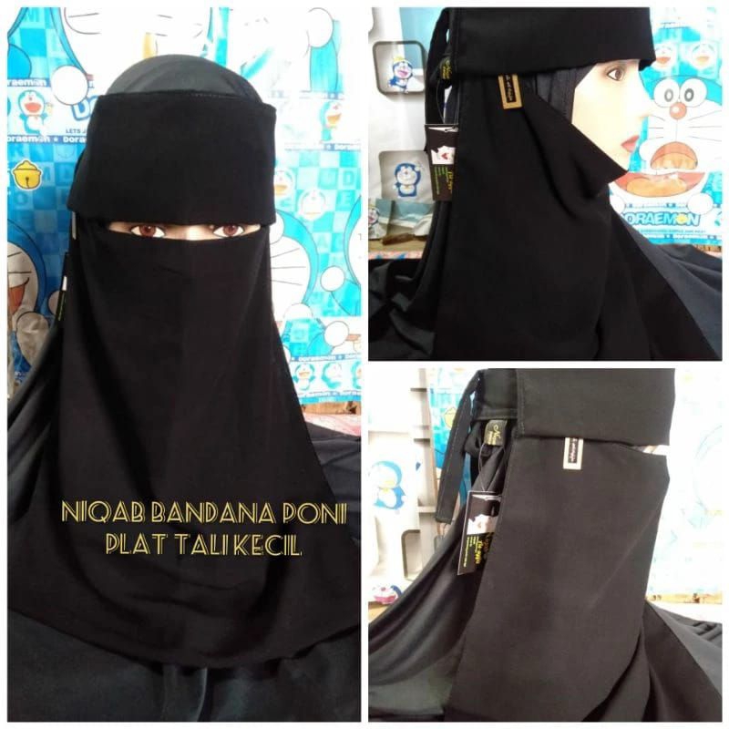 niqab bandana poni plat tali kecil