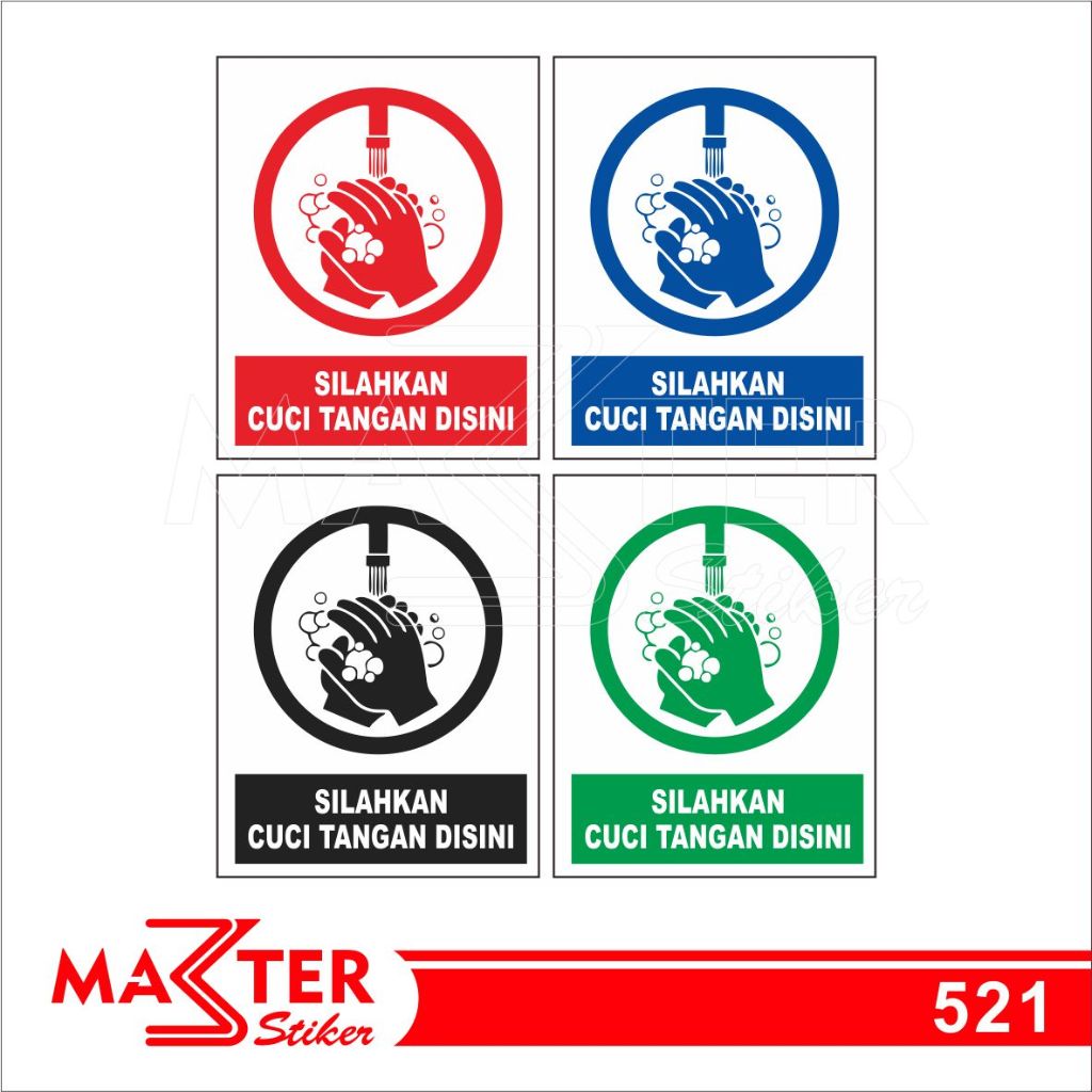 

521 - Stiker Silahkan Cuci Tangan di Sini, Sticker Vinyl, Premium, Tahan Air, Termurah, Bisa Custom