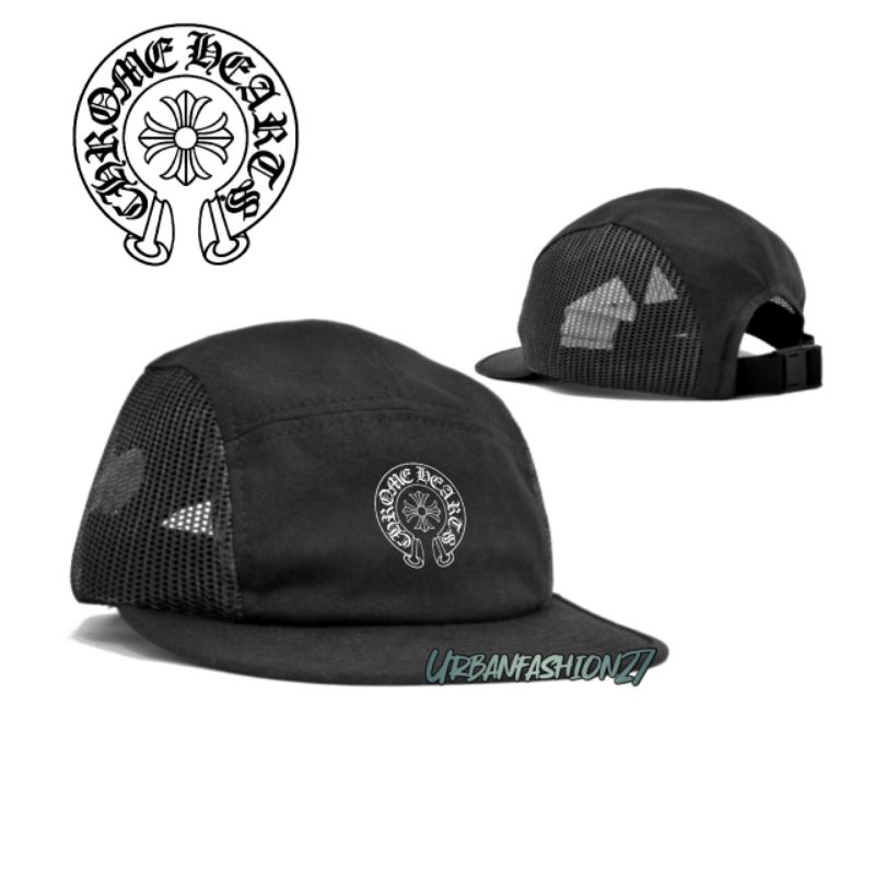 TOPI 5 PANEL VISOR PENDEK-FIVE PANEL COMBI TRUCKER/CYCLING CAP HAT OUTDOOR/CHROME HEARTS