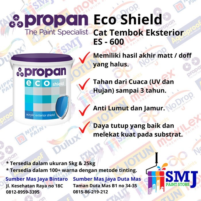 CAT TEMBOK EXTERIOR PROPAN ECOSHIELD WARNA TINTING KEMASAN 5 KG