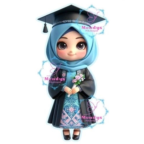 

Topper buket wisuda tosca hijab besar
