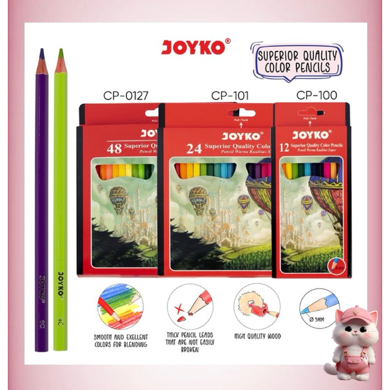 

N72 Joyko Pensil Warna Superior Quality Color Pencils Hexagonal Grip 12pcs/24pcs Premium