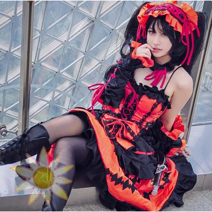 Tokisaki Kurumi Cosplay Anime Date A Live Costume Ruby Formal Dress Lolita Dress Halloween Party Rol