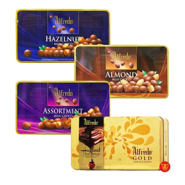 

Alfredo Milk Choco Hazelnut Assortment 180gr / Bola Coklat Susu Kaleng Premium