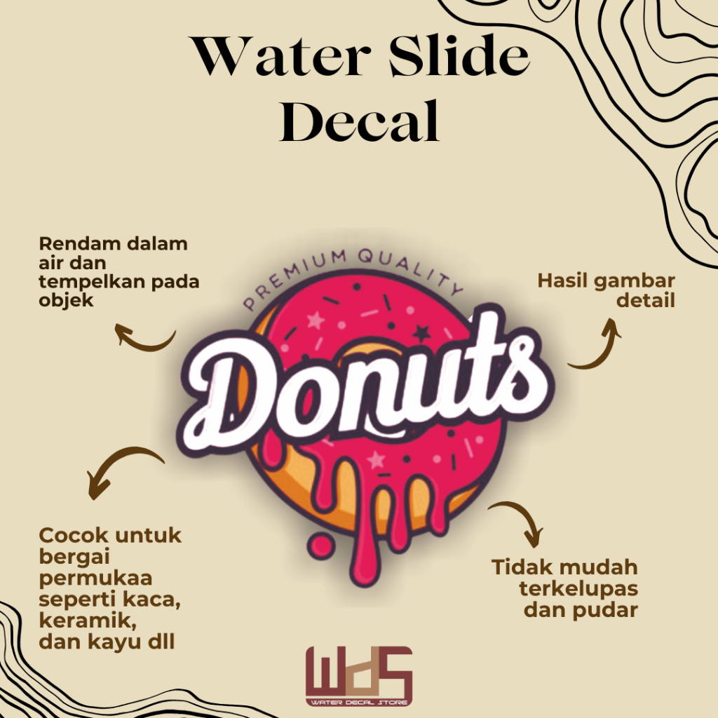 

WATER SLIDE DECAL DONAT / DECAL AIR / STIKER AIR / MERCHANDISE
