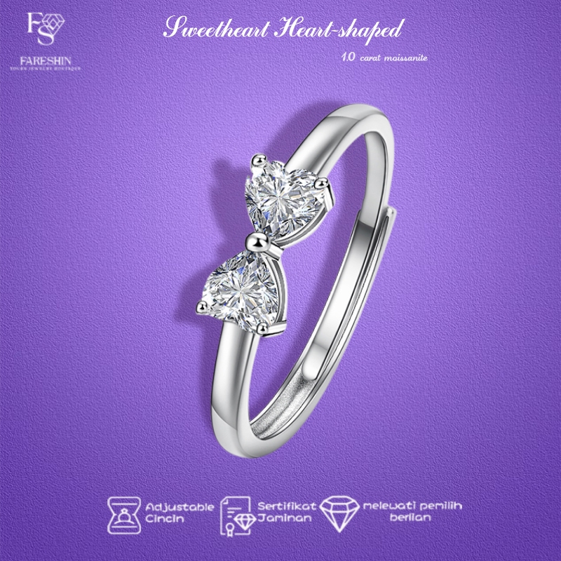Cincin Tunangan Wanita Moissanite Original Aksesoris Lapis Emas 18K Silver 925 Fareshin Jewellery