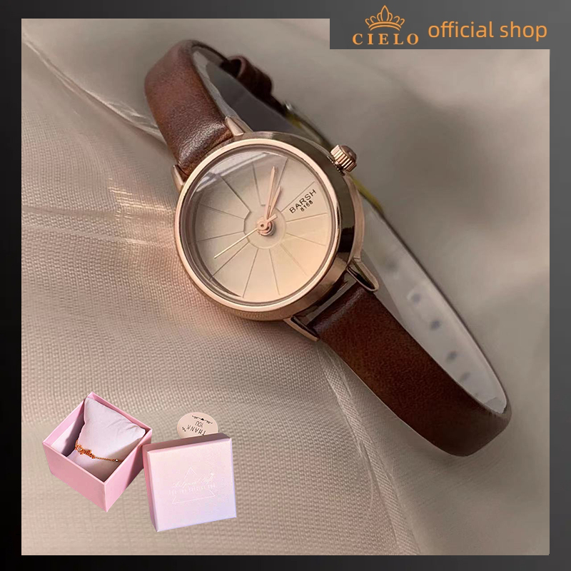 CIELO Jam Tangan Kecil Wanita Korea Kuarsa Retro Ulzzang Strap Tali Kulit Jam Analog Vintage Gaya Tahan Air Warna Bulat Kecil Jam Cewek Elegan Mewah Korea Barsh Fashion Korean Analog Woman Mini Round Watch kinian Bahan PU Leather Jam Tangan-1