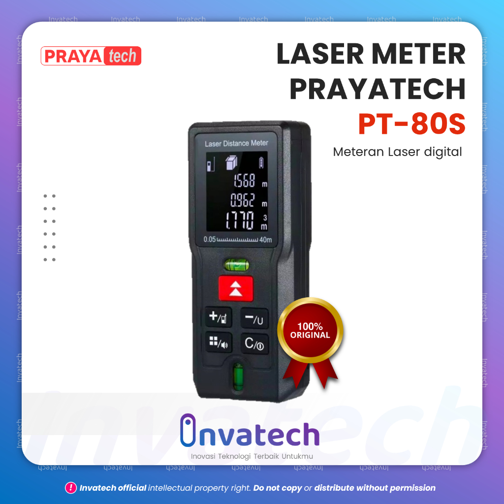 PRAYATECH METERAN LASER DIGITAL PT-80S 80 METER LASER DISTANCE METER DIGITAL ORIGINAL