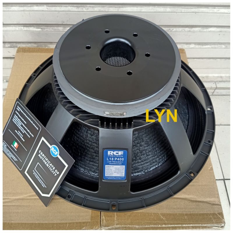 SPEAKER SUBWOOFER RCF 18P400 VOICE COIL 4 INCH DAUN COATING ANTI AIR L18P400