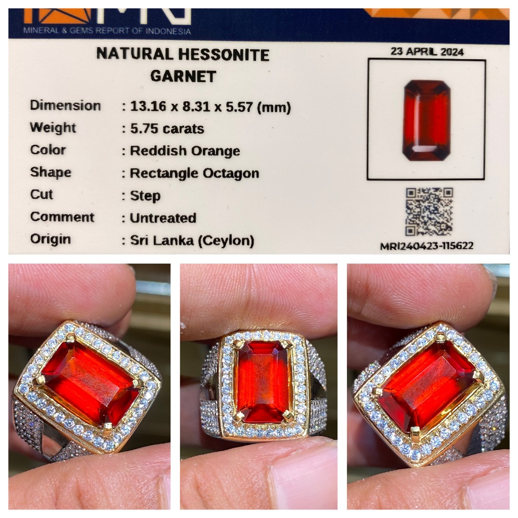 Natural 5.75ct hessonite garnet srilanka ceylon