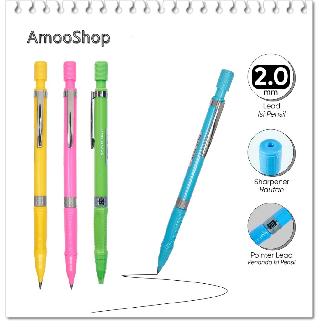 

Joyko Pensil Isi Mechanical Pencil / Pensil Mekanik 2.0 mm Joyko MP-21