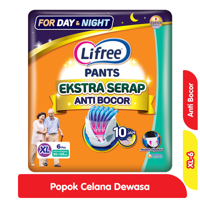 Lifree Popok Celana Dewasa Ekstra Serap anti bocor M-10 / L-8 / XL- 6 / XXL-5 pcs