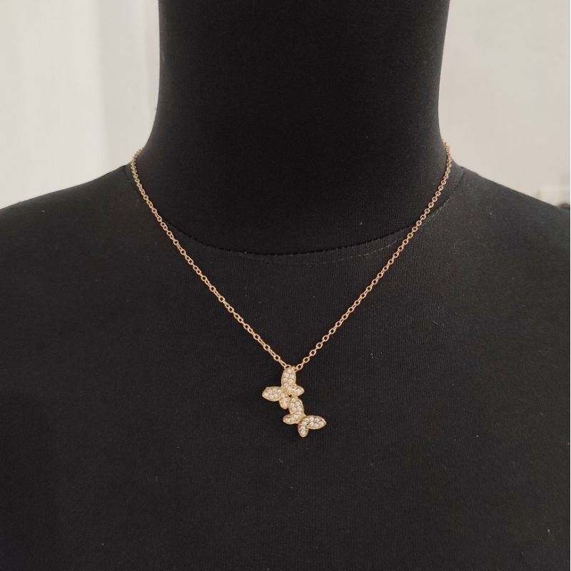 Kalung 2 Kupu Kalung Gold Kalung Silver Kalung Cantik Kalung Wanita Kalung Necklace VO