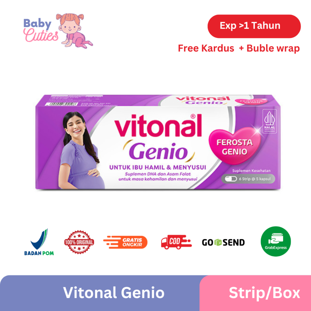 Vitonal Genio Suplemen DHA dan Asam Folat untuk Ibu Hamil dan Menyusui | Vitamin Ibu Hamil