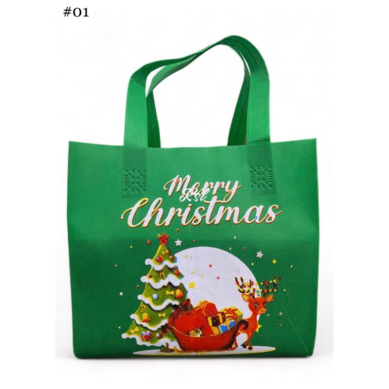 

Tas Spunbond / Tas Kain Belanja / Goodie Bag HLS KOTAK ( kotak nasi / kue ) NATAL 20, 22, 24, 26, 28