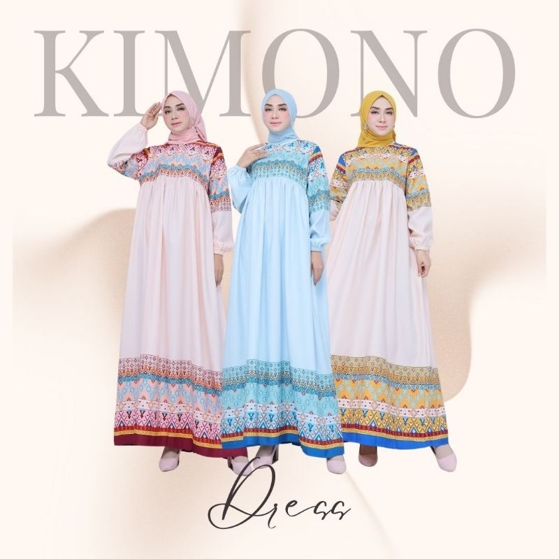kimono Dress printing gamis wanita busui